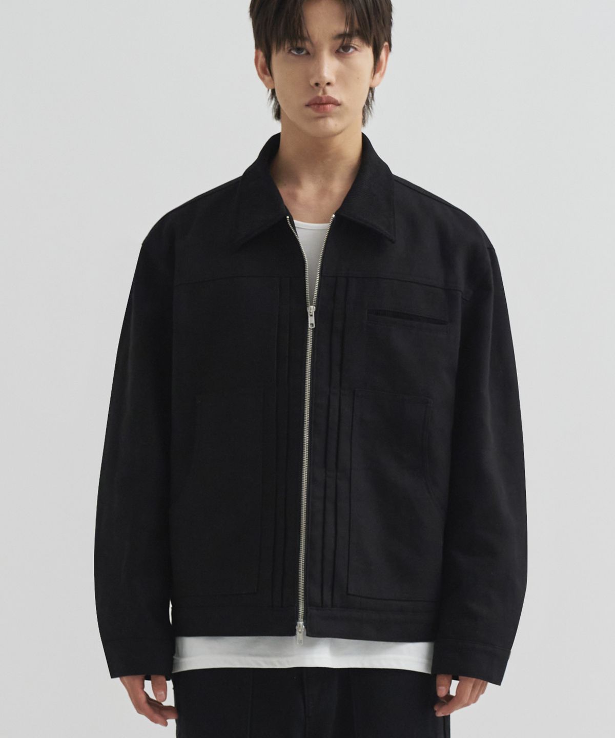 드로우핏(DRAW FIT) 레이어 플리츠 워크 자켓 [BLACK]
