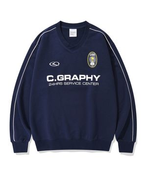 24H 트랙 브이넥 맨투맨_다크네이비