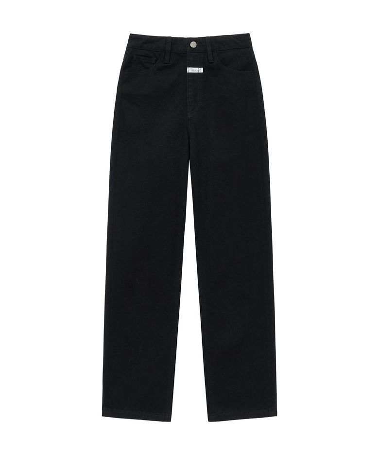 W STRAIGHT CROP DENIM PANTS black