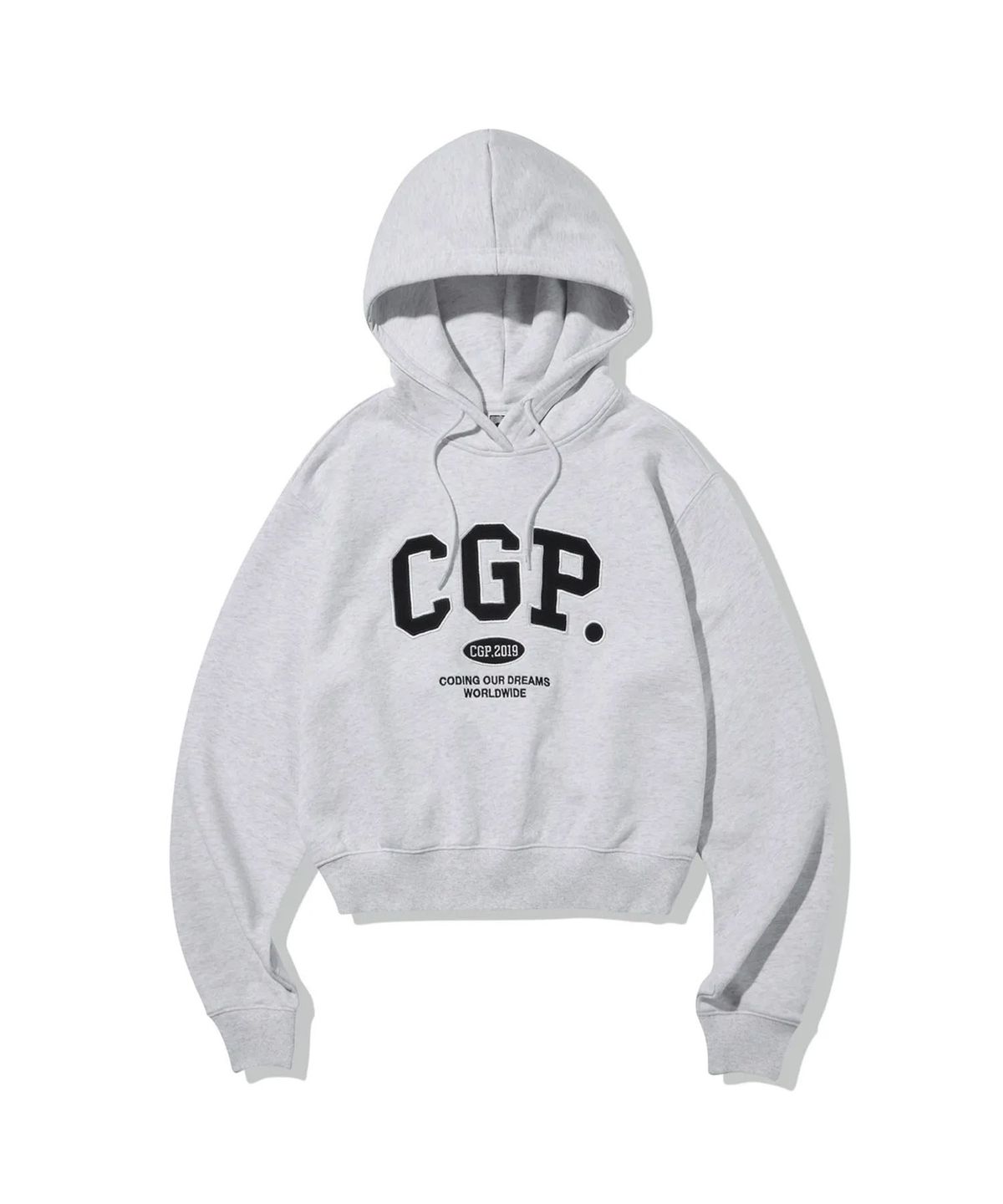 코드그라피(CGP) (우먼) CGP 아치 로고 크롭 후디_라이트 그레이