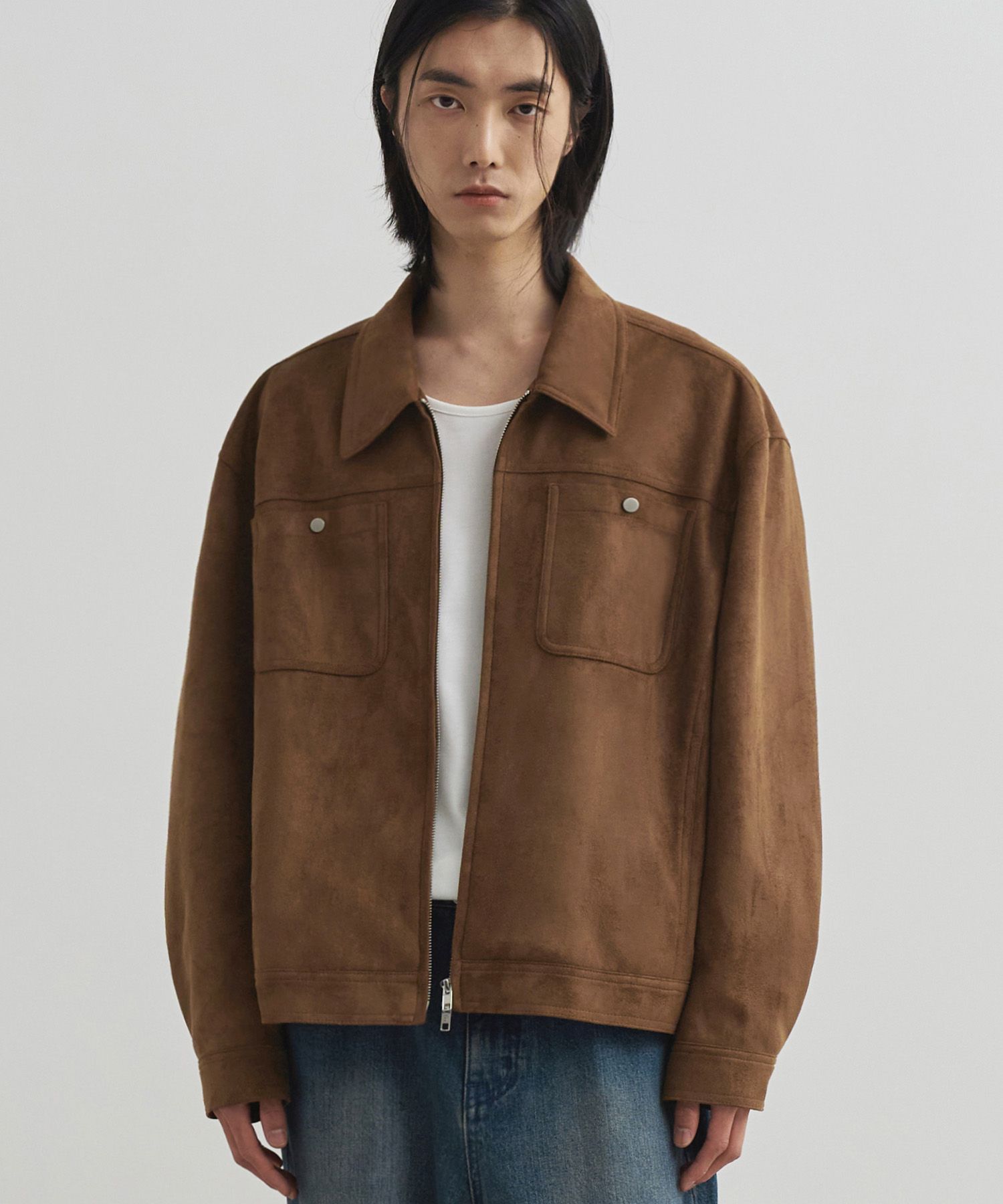 定価　83600円 SUEDE TRUCKER JACKET ブラウン　サイズ2 MUSINSA公式 | DRAW FIT スエードパネルトラッカージップアップ