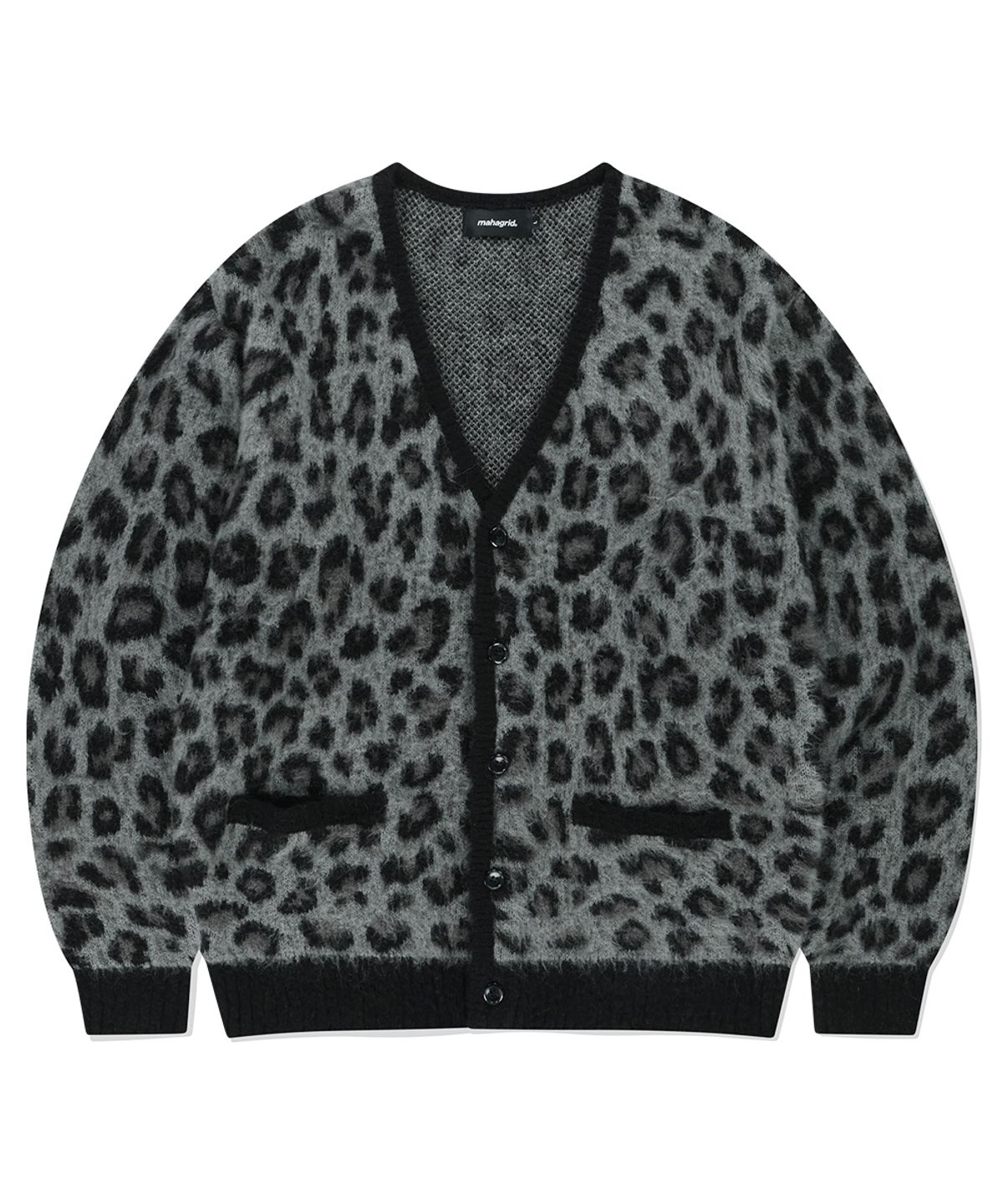 마하그리드(MAHAGRID) LEOPARD HAIRY KNIT CARDIGAN CHARCOAL(MG2EFMK692A)