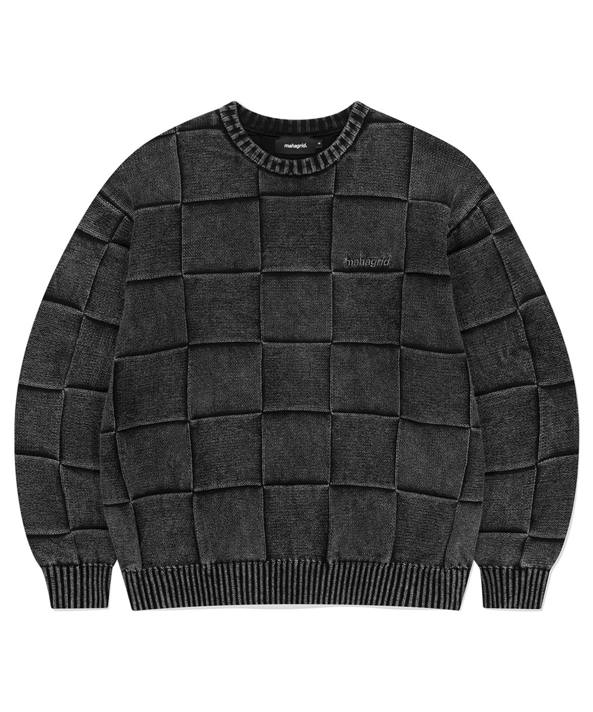 마하그리드(MAHAGRID) PIGMENT CHECKERBOARD KNIT SWEATER BLACK(MG2EFMK600A)