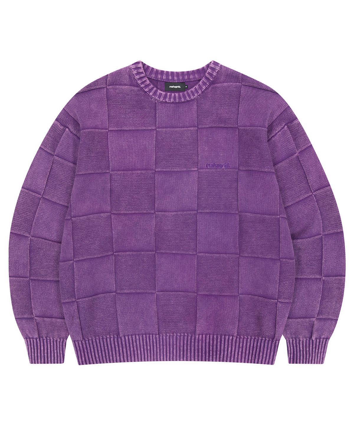 마하그리드(MAHAGRID) PIGMENT CHECKERBOARD KNIT SWEATER PURPLE(MG2EFMK600A)