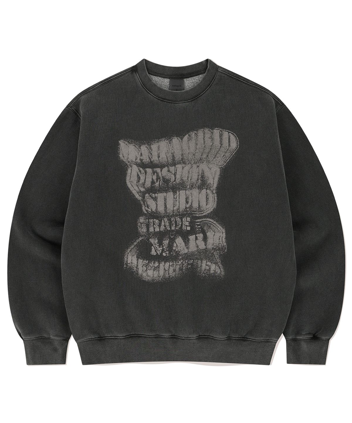 마하그리드(MAHAGRID) GRUNGE SLOGAN PIGMENT SWEATSHIRT CHARCOAL(MG2EFMM451A)
