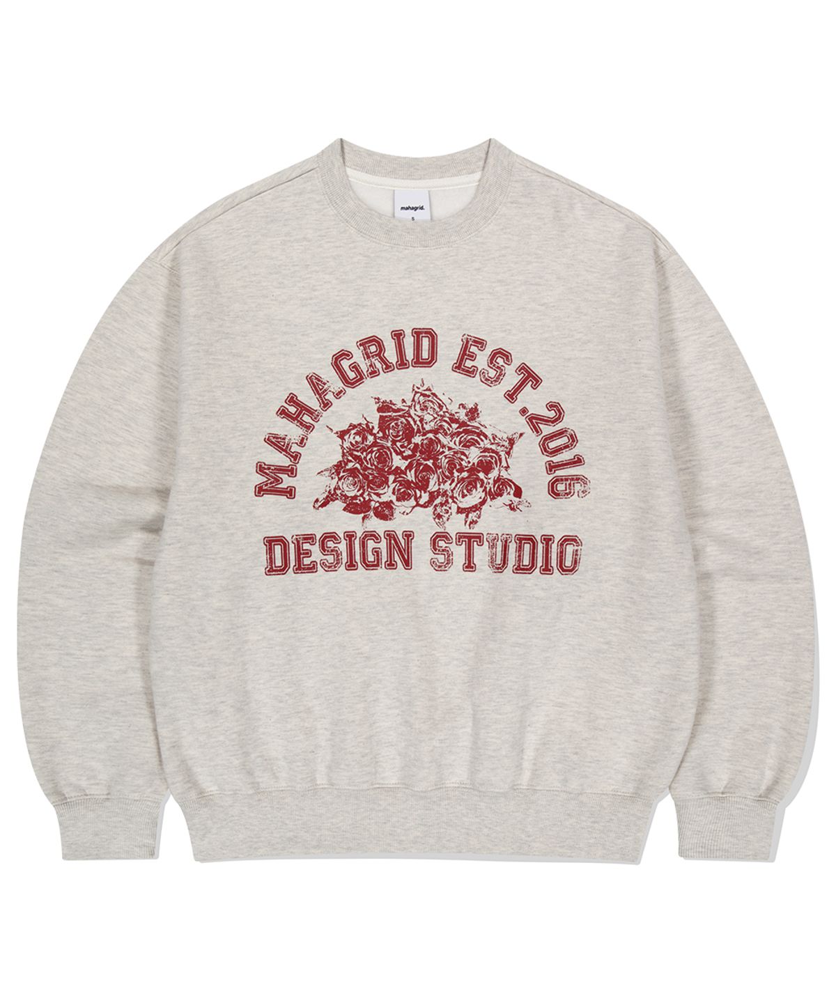 마하그리드(MAHAGRID) ROSE VARSITY SWEATSHIRT OATMEAL(MG2EFMM454A)