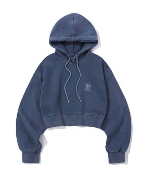 피그먼트 심볼 로고 크롭 후드 블루