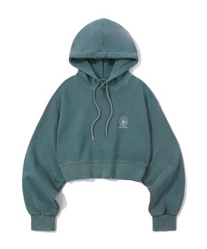 피그먼트 심볼 로고 크롭 후드 그린