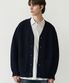 오버사이즈 벌키 브이넥 가디건 [NAVY]