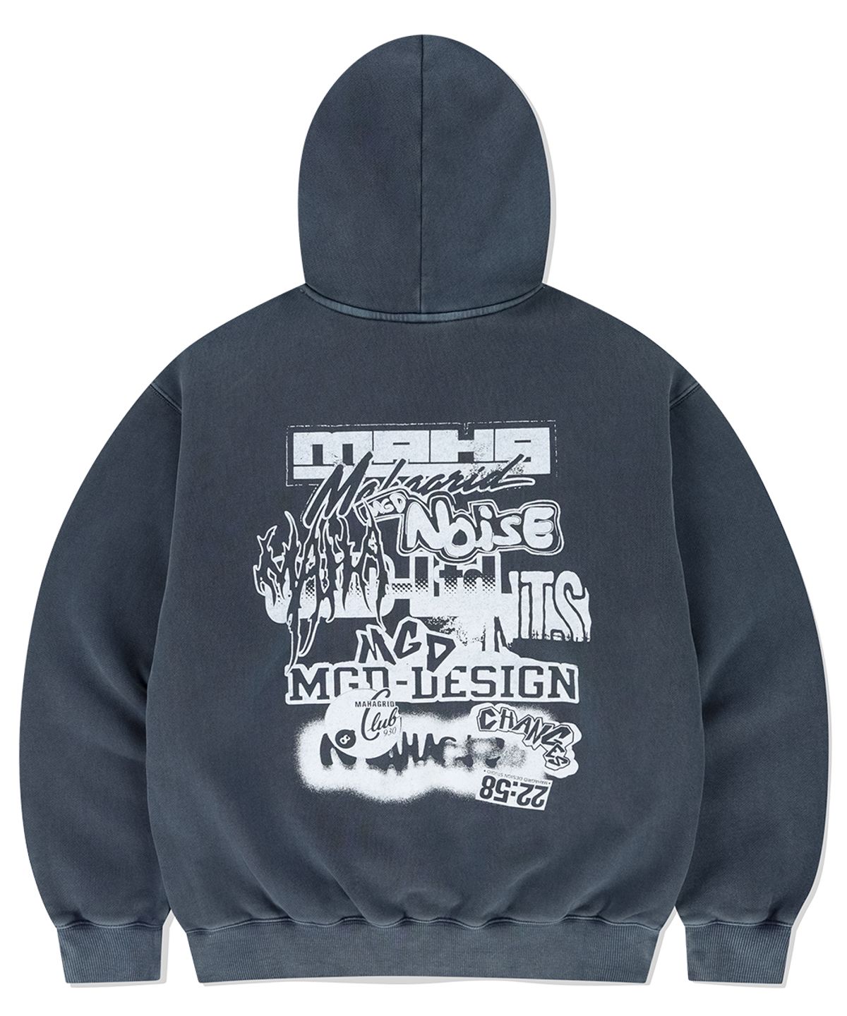 마하그리드(MAHAGRID) LOGO LIST PIGMENT HOODIE NAVY(MG2EFMM416A)