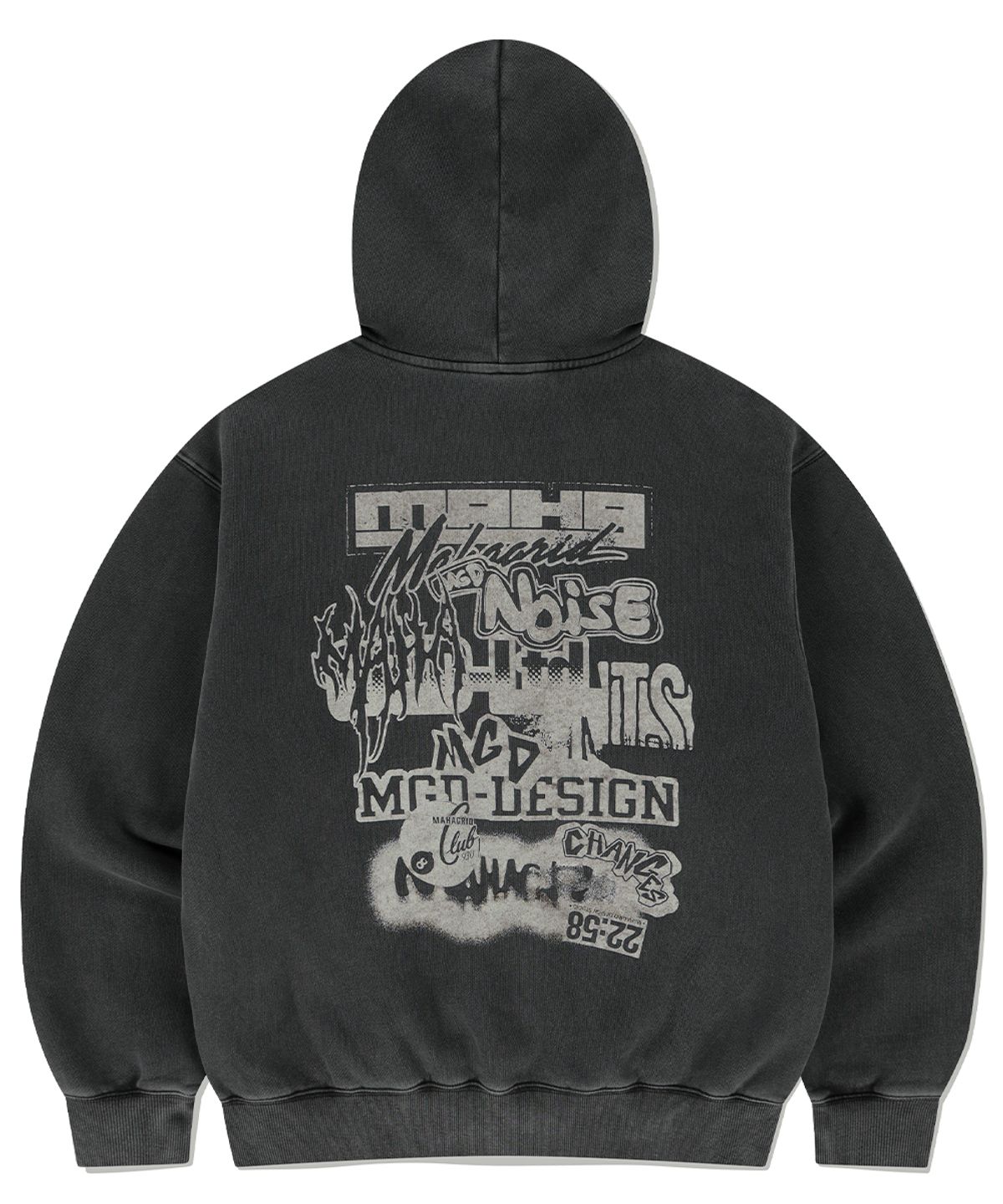 마하그리드(MAHAGRID) LOGO LIST PIGMENT HOODIE CHARCOAL(MG2EFMM416A)