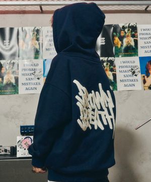 KIDS TAG HOOD ZIP UP - NAVY