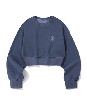 피그먼트 심볼 로고 크롭 스웨트 셔츠 블루