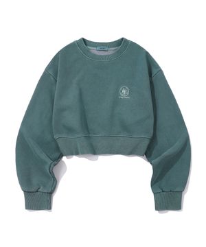 피그먼트 심볼 로고 크롭 스웨트 셔츠 그린