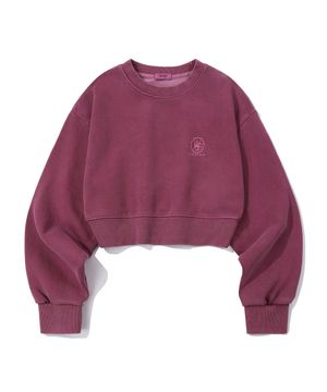 피그먼트 심볼 로고 크롭 스웨트 셔츠 핑크