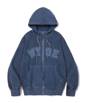 피그먼트 컬리지 로고 후드집업 (블루)