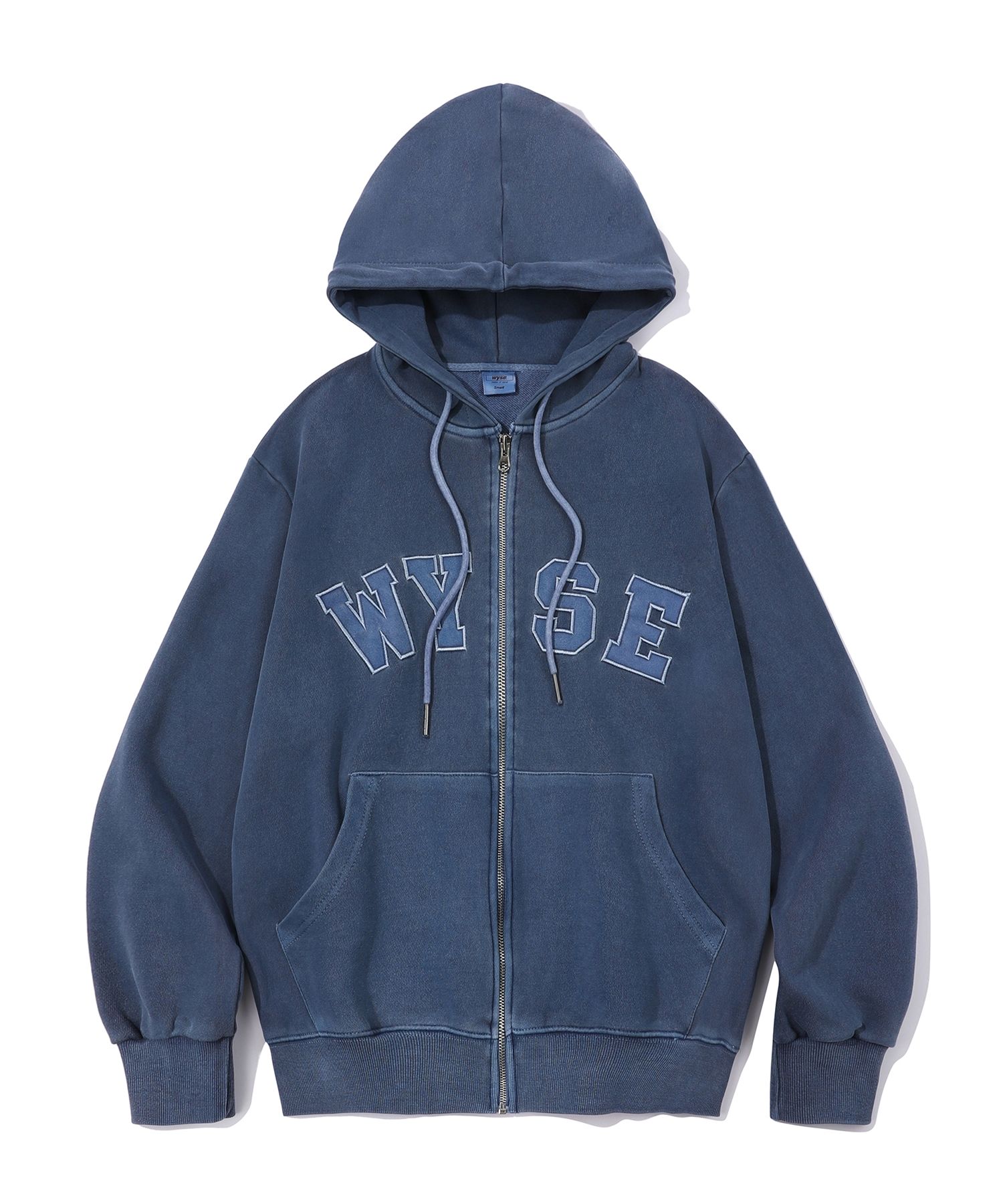 MUSINSA | WYSE Pigment College Logo Hoodie Zip-Up (Blue)