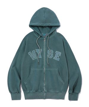 피그먼트 컬리지 로고 후드집업 (그린)