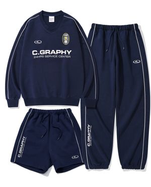 [SET] 24H 트랙 브이넥 맨투맨 셋업_네이비