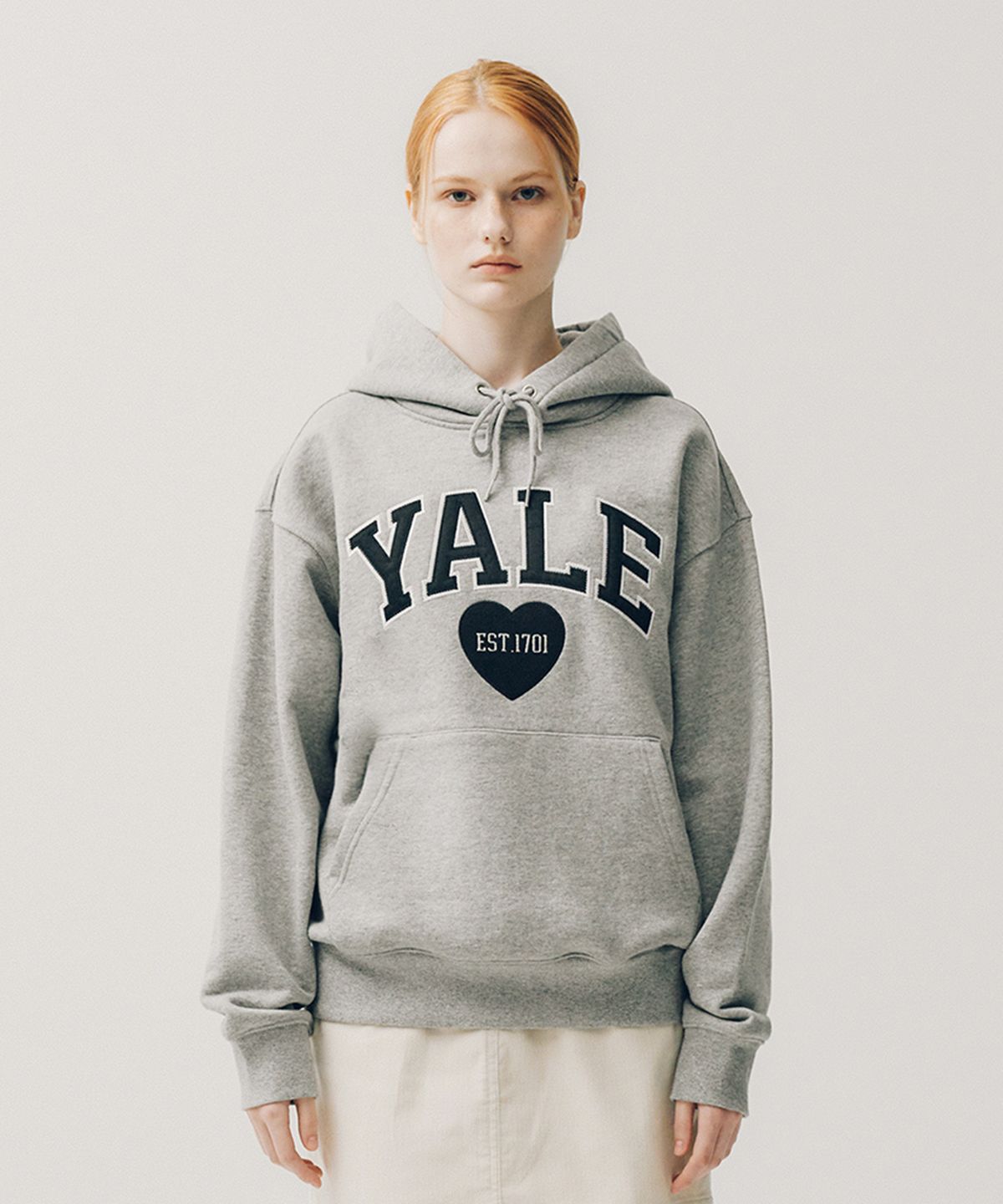 예일(YALE) 하트 투톤아치 후드_그레이