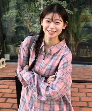 90S VTG THE NERD 오버핏 체크셔츠_라이트 핑크