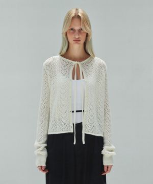 LACE PUNCHING KNIT CARDIGAN (ivory)