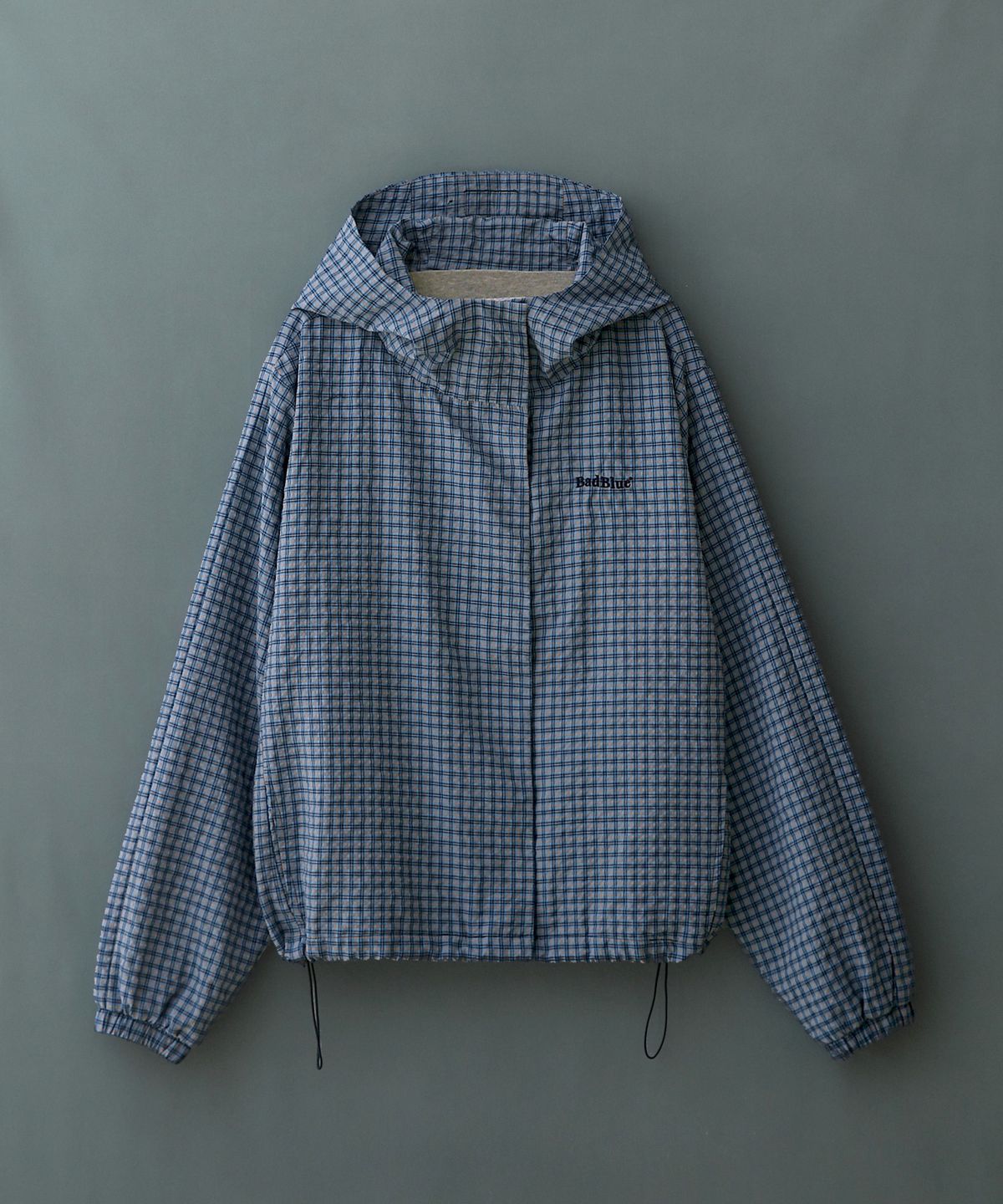 배드블루(BADBLUE) Check Hoodie Jacket Blue