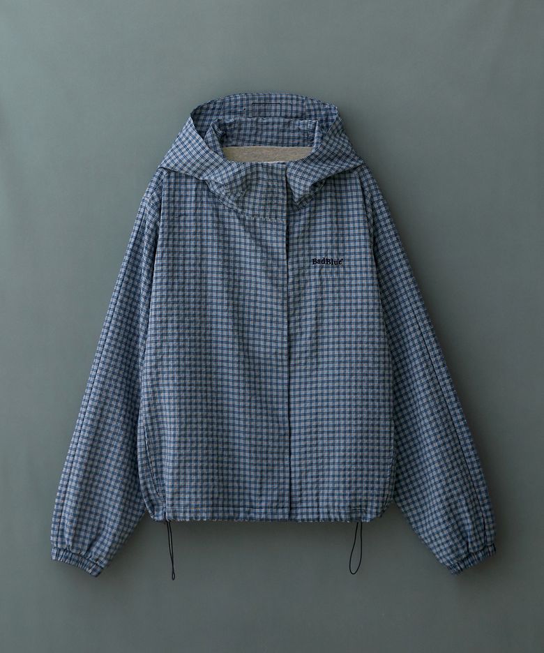 Check Hoodie Jacket Blue