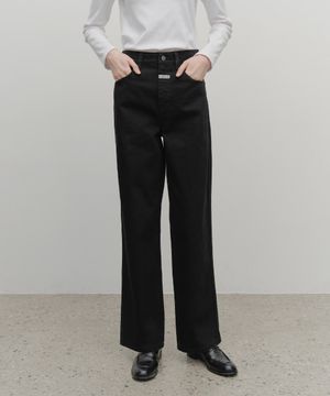 W HIGH STRAIGHT DENIM PANTS black