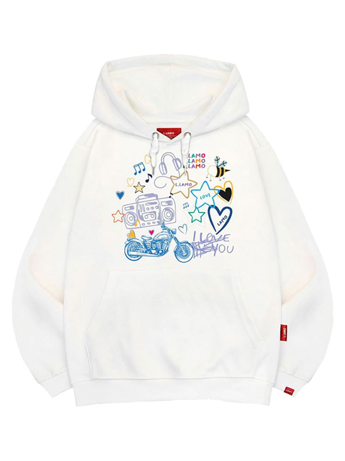 엘라모(LLAMO) 아이러브뮤직 후드티 남녀공용 빅사이즈 M~4XL