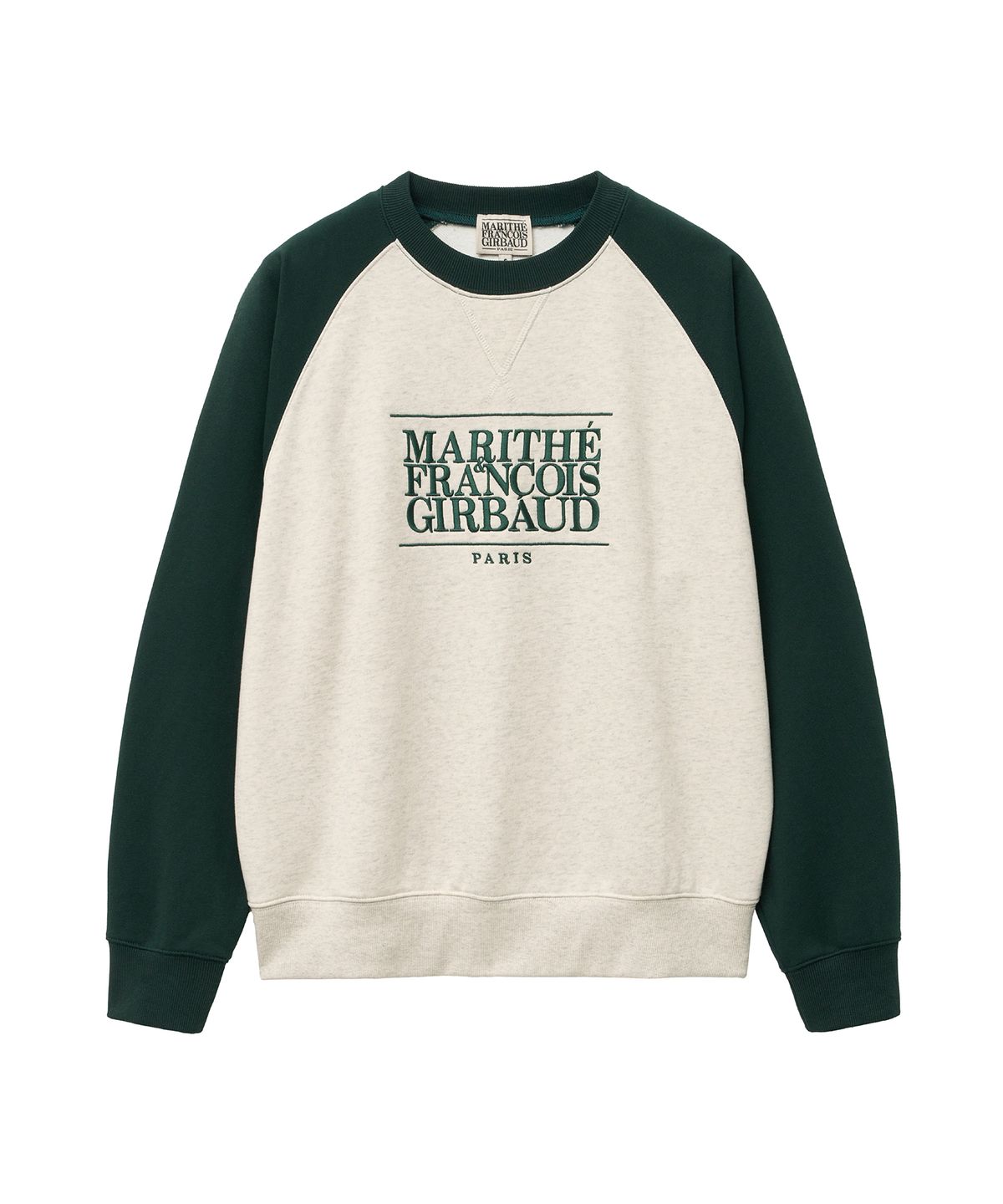 마리떼 프랑소와 저버(MARITHÉ + FRANҪOIS GIRBAUD) CLASSIC LOGO COLOR BLOCK RAGLAN SWEATSHIRT oatmeal