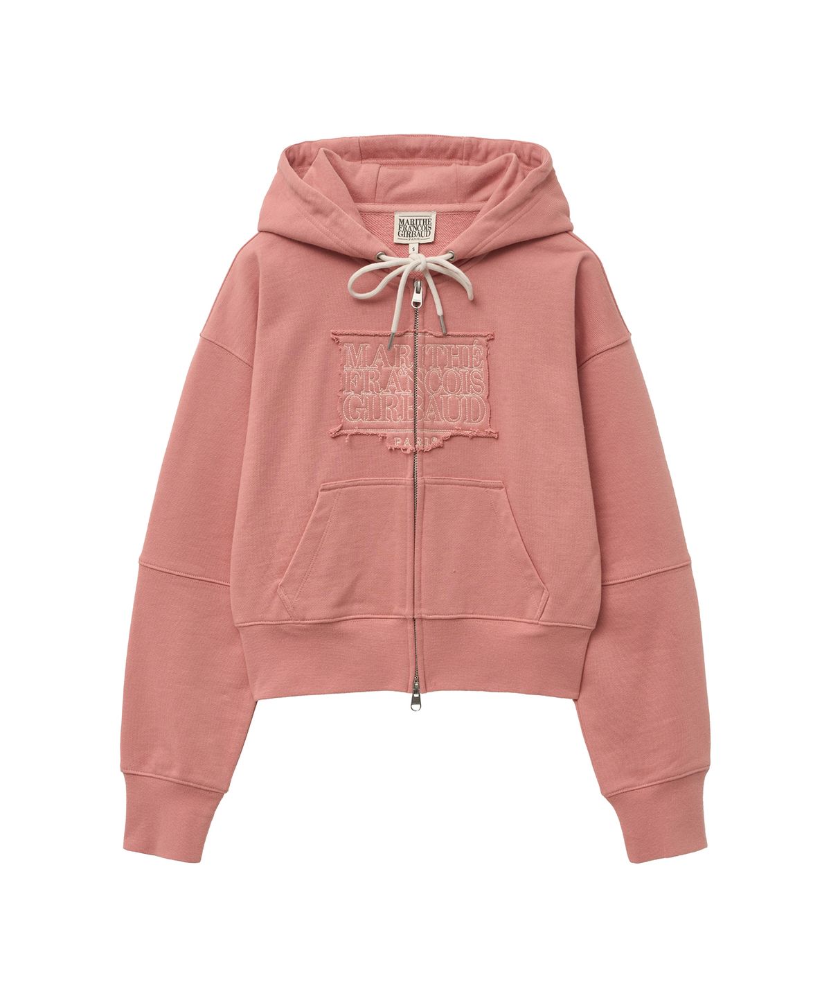 마리떼 프랑소와 저버(MARITHÉ + FRANҪOIS GIRBAUD) W CLASSIC LOGO CROP HOODIE ZIPUP coral pink