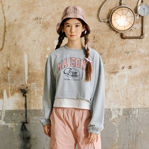 그래픽 칼라포인트 레이어드 크롭 맨투맨