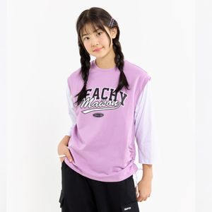 피치 옆라인 스트링 포인트 7부 레이어드 티셔츠