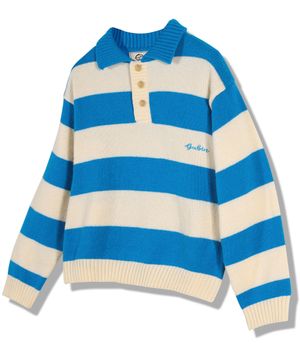 (W) 스트라이프 패턴 카라 니트