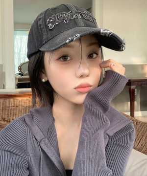 빈티지 워싱 데님 볼캡 블랙