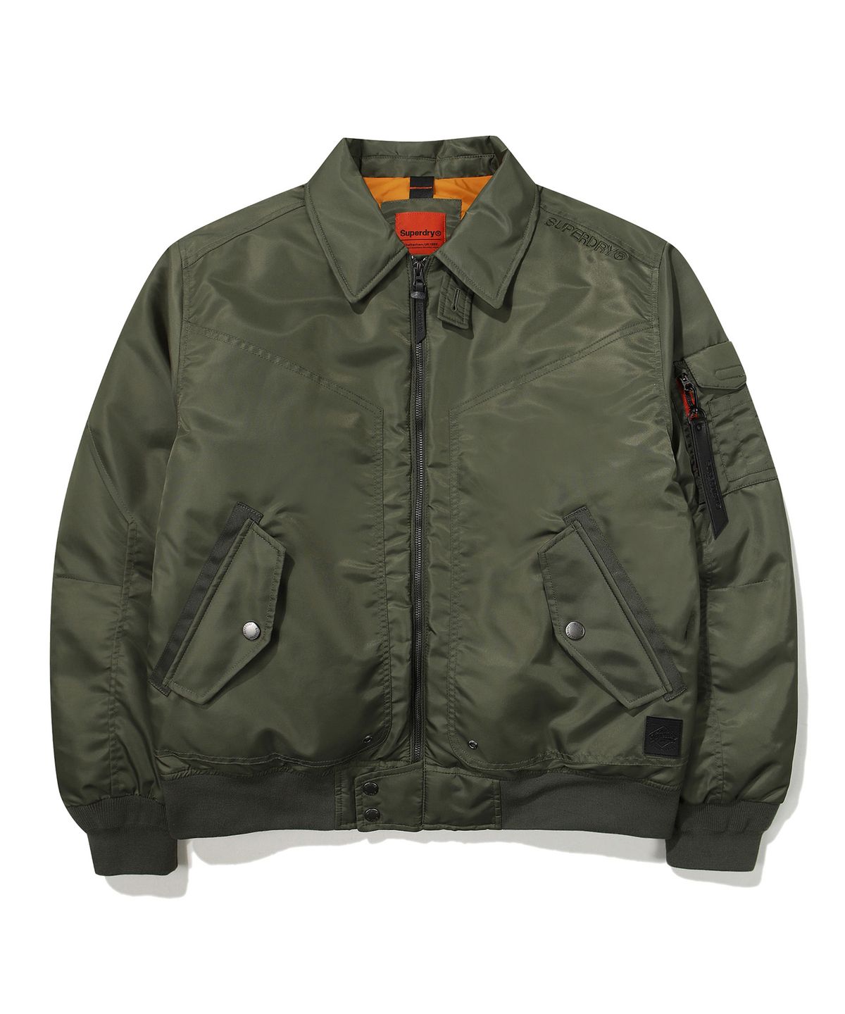 슈퍼드라이(SUPERDRY) 나일론 플라이트 패딩 점퍼 카키