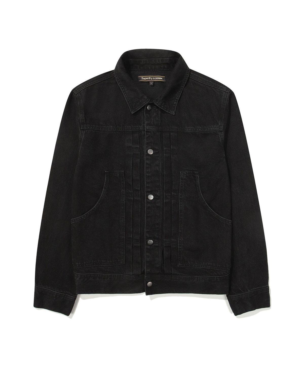 슈퍼드라이(SUPERDRY) 아트워크 빈티지 데님 자켓 블랙