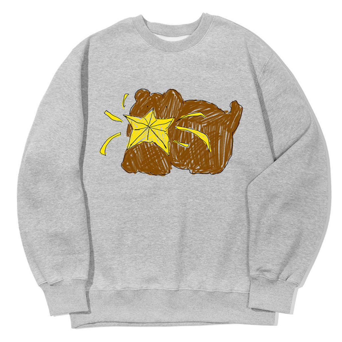 어썸어스(AWESOMEUS) BROWN BEAR WITH STAR SWEAT SHIRTS_3 COLOR