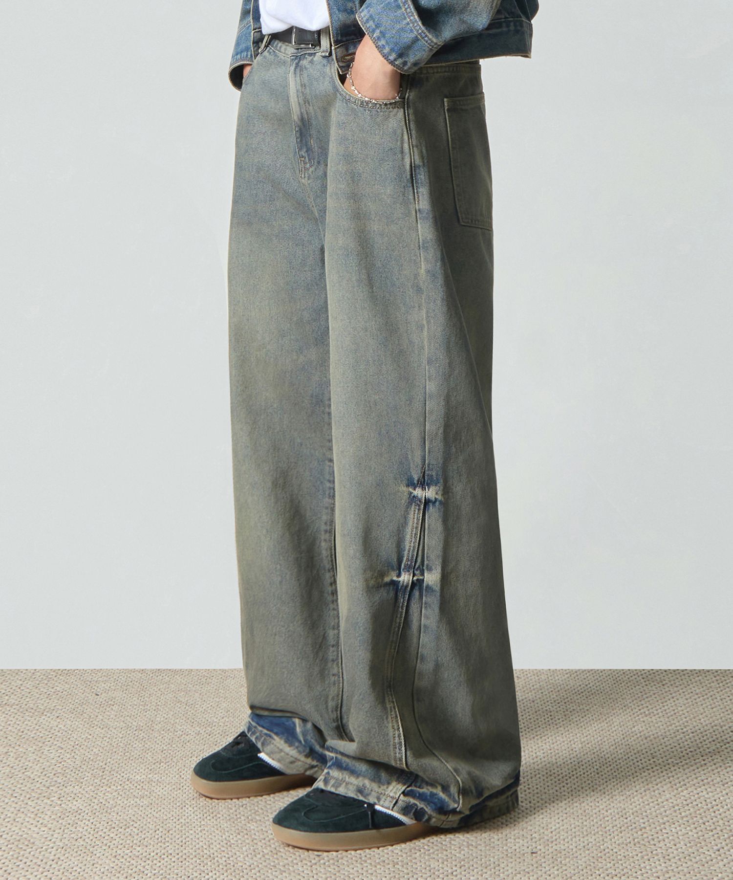 ★DIMITRI BLACK★ Essential Wide Flare Fit Denim Pants Dust ESSENTIAL WIDE FLARE FIT DENIM PANTS_INDIGO - 디미트리블랙