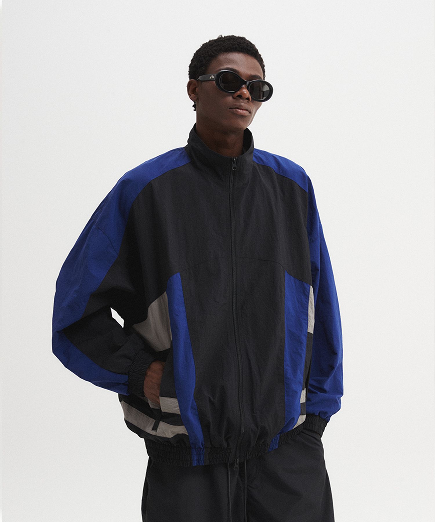 MUSINSA公式 | DNSR Nylon track zip-up jacket blue