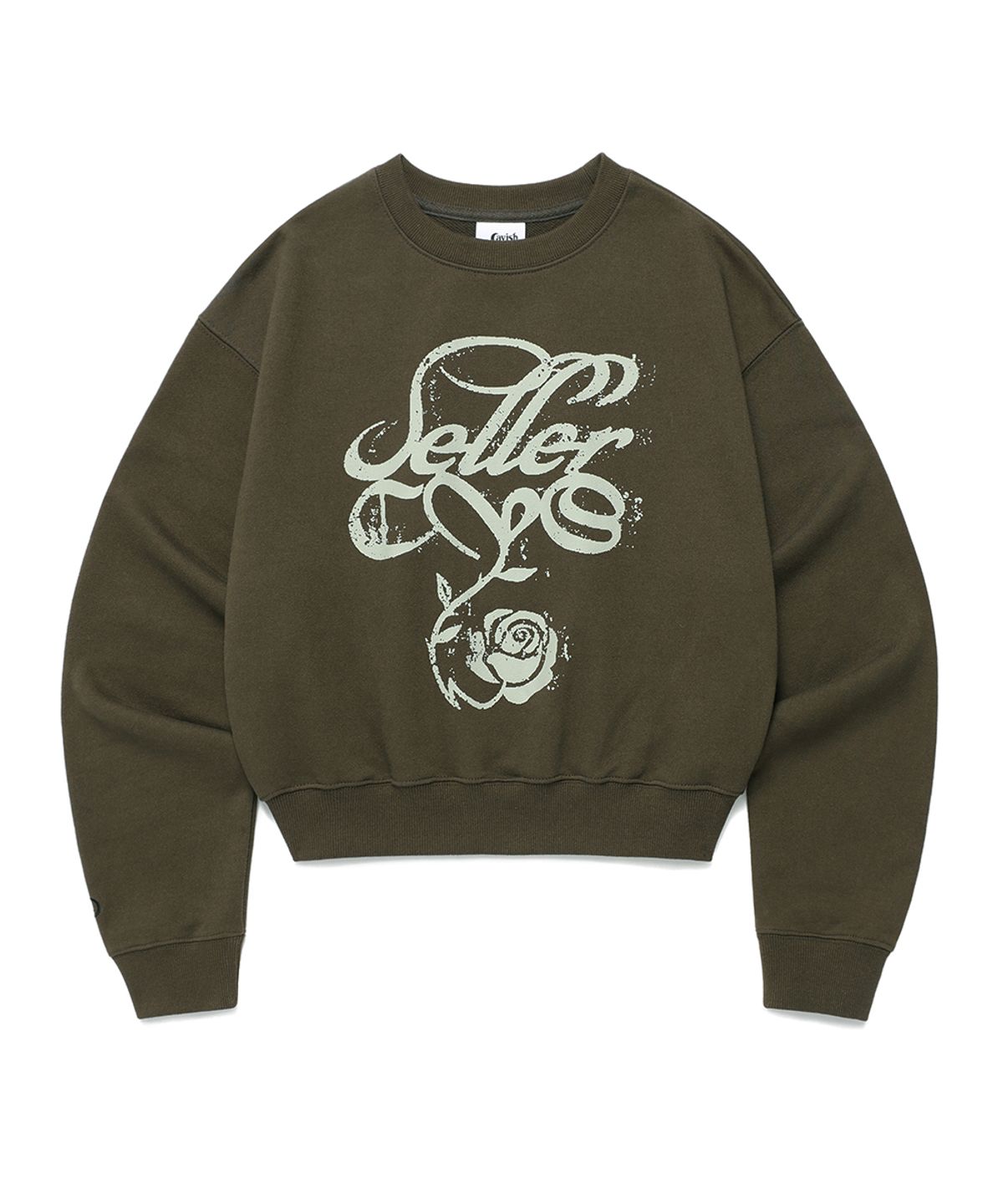 카비시(CAVISH) W CLASSIC ROSE SWEATSHIRT OLIVE(CV2EFFM446A)