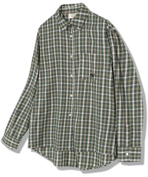 로고 포인트 체크셔츠 - 그린