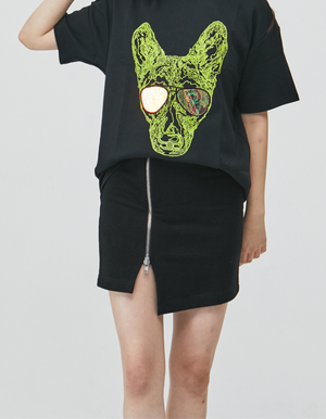 짚업 미니 스커트 블랙