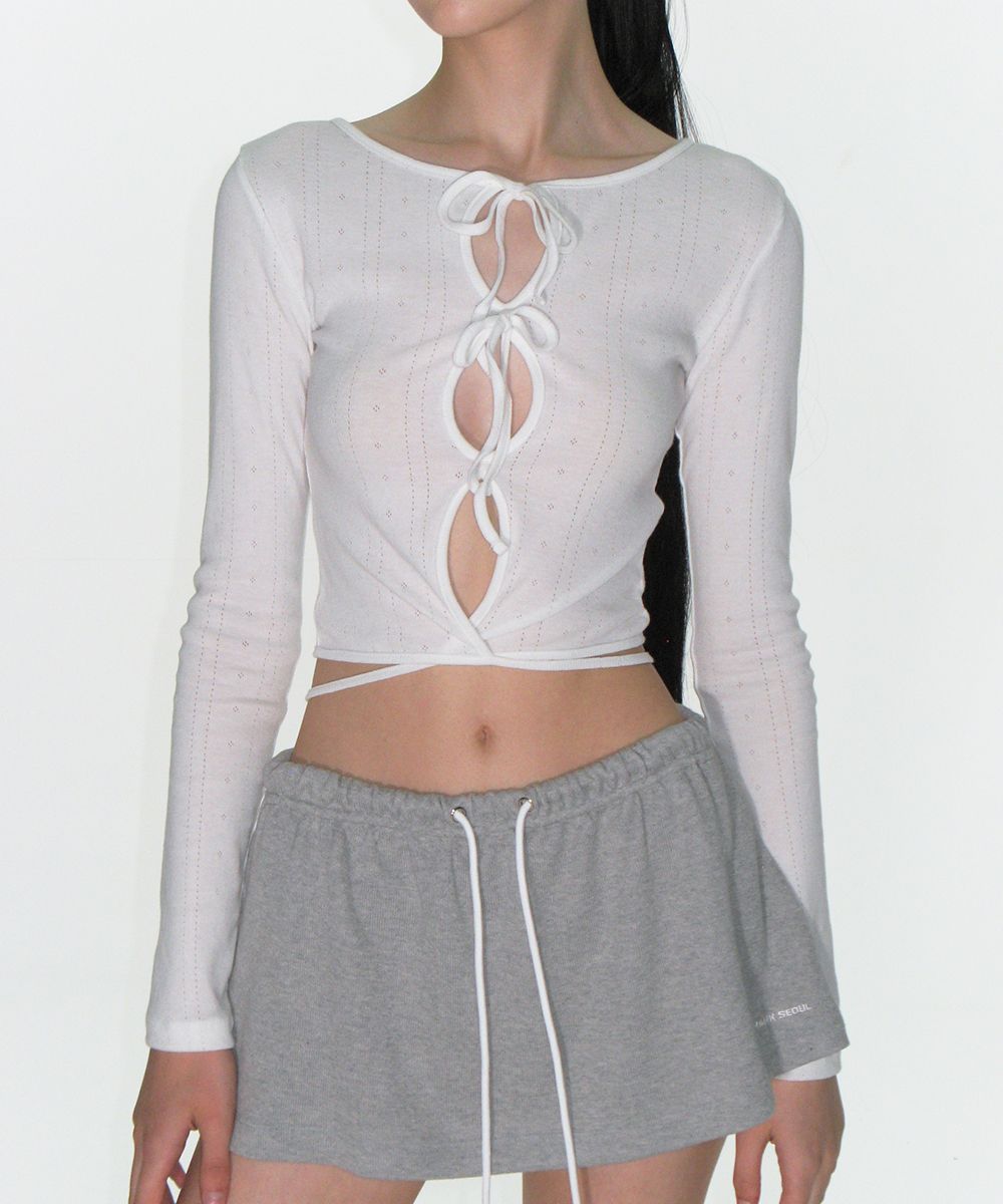 ★CRANK★EYELET STRING CROP TOP_WHITE★正規品/韓国直送料込 MUSINSA | CRANK Eyelet string crop top_white