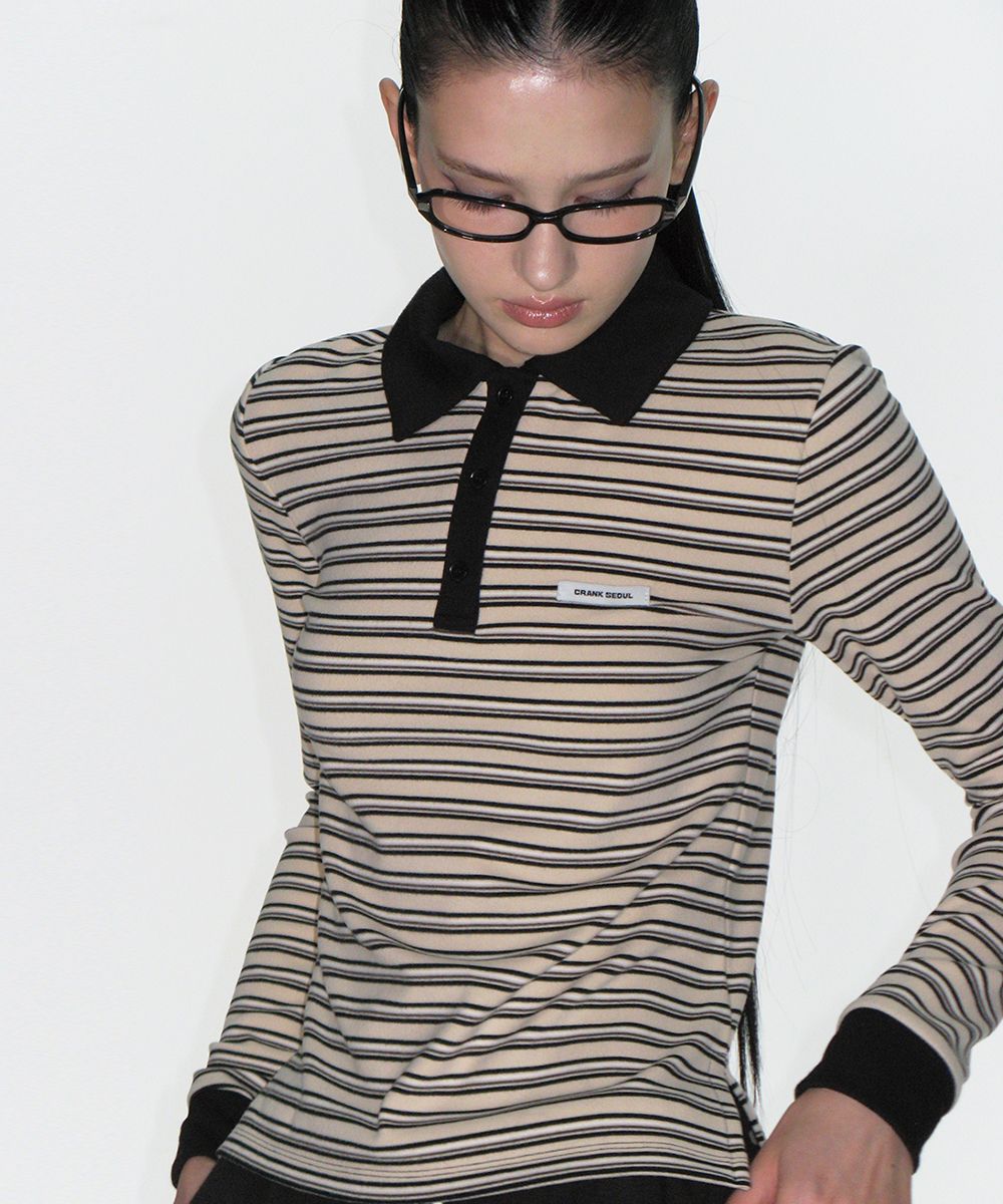 MUSINSA公式 | CRANK マルチストライプポロシャツ_アイボリー