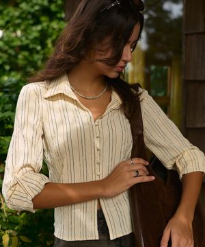 픽션 라인 블라우스-아이보리