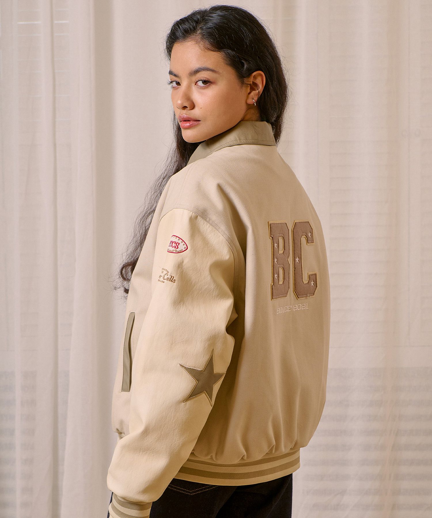 【Bitter Cells】 VARSITYジャケット Mサイズ MUSINSA公式 | BITTERCELLS Sporty Varsity Jacket - Beige