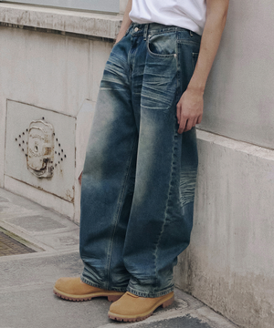 엠보워싱 데님팬츠 (그린블루)