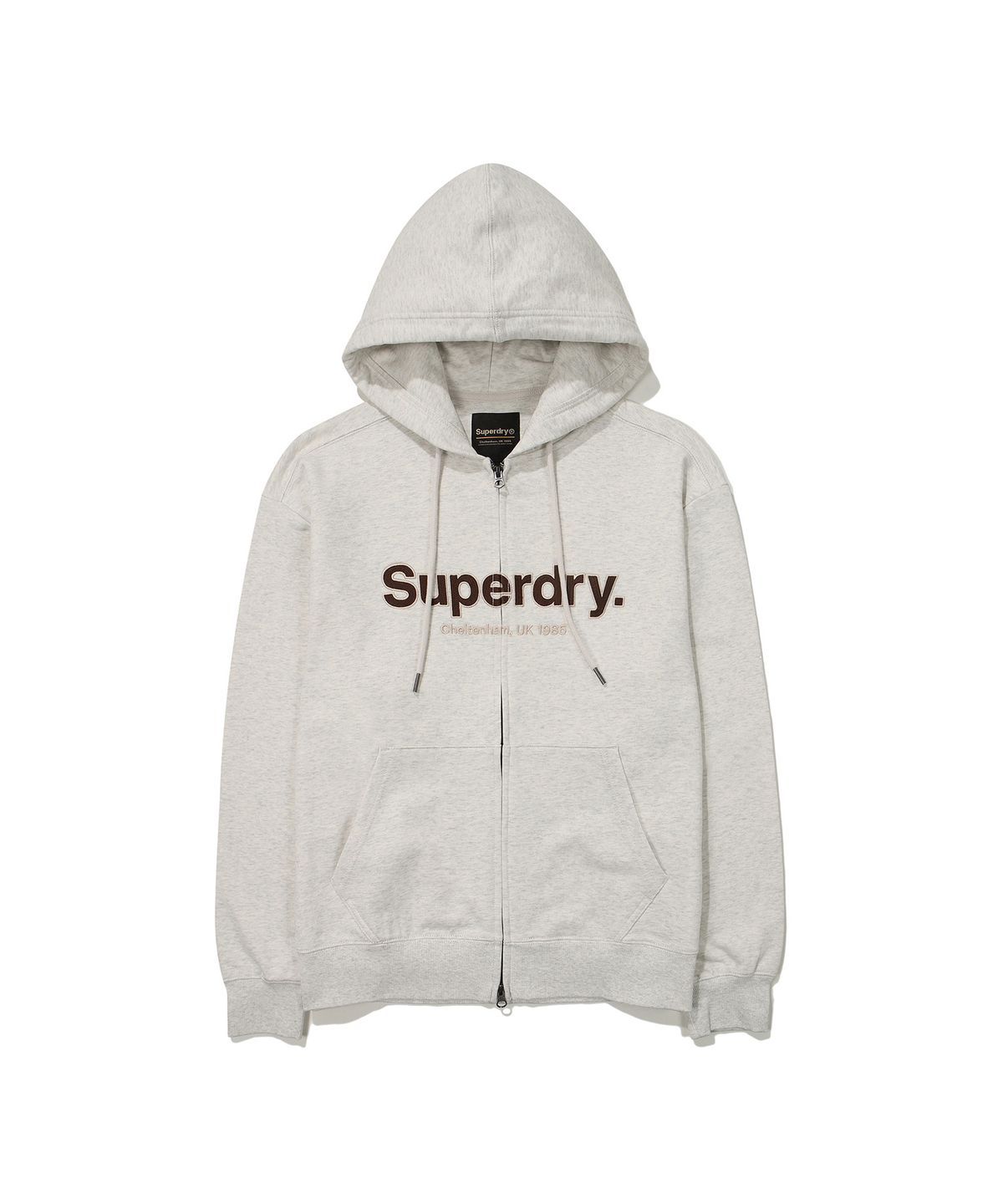 슈퍼드라이(SUPERDRY) 코어 빅 로고 투웨이 후드 집업 라이트 그레이